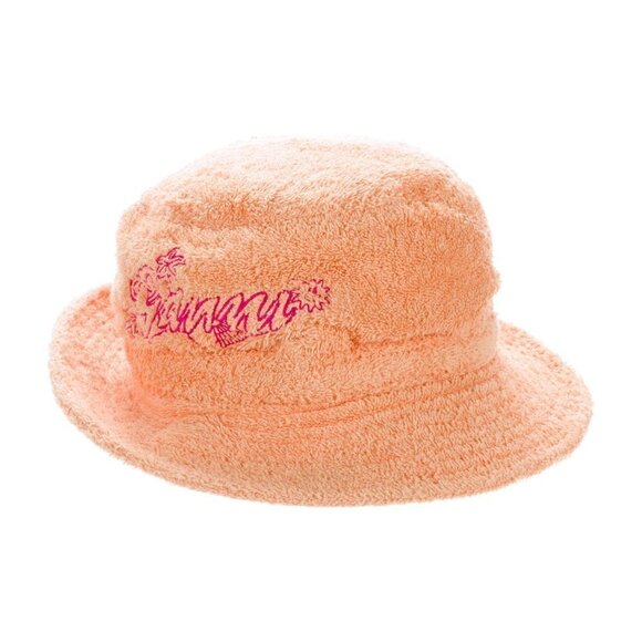 New GANNI Logo Embroidered Terrycloth Bucket Beach Hat Peach Fuzz NWT Size XS/S main image 7